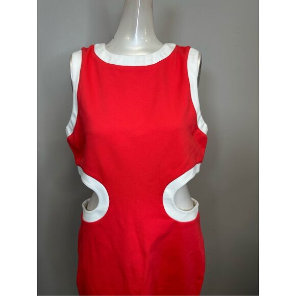 STAUD Dolce Contrast Cut Out Mini Dress Size L $245 - Picture 5 of 9